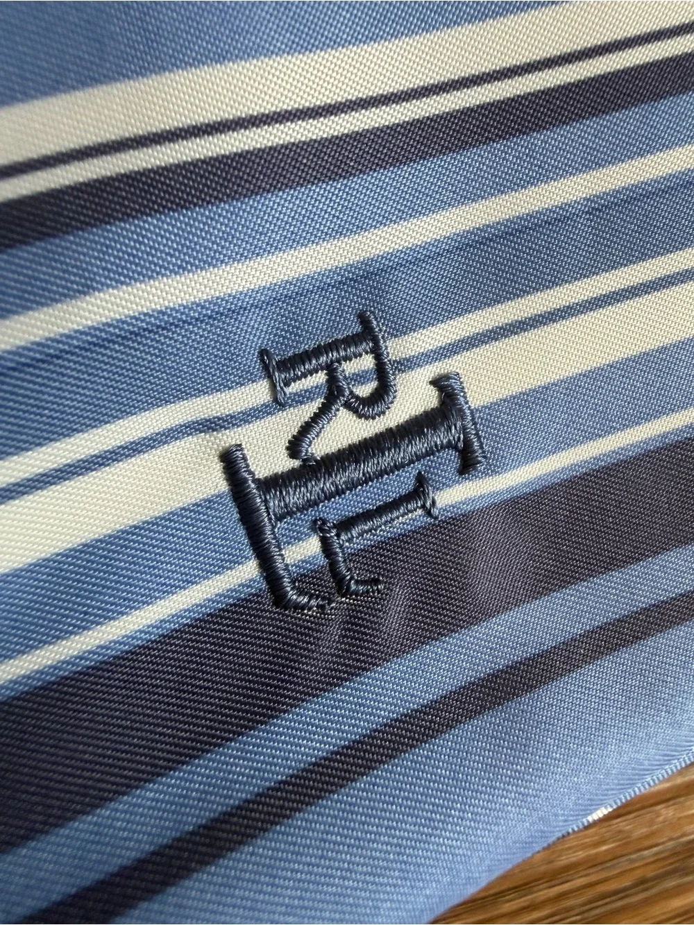 Ralph Lauren Small Blue Stripped Zipper Makeup Clutch